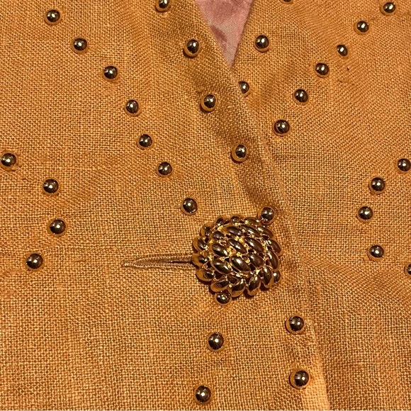 Vintage Magali Collection Two Piece Skirt Blazer Goldenrod Gold Buttons Size 8 - Picture 8 of 12